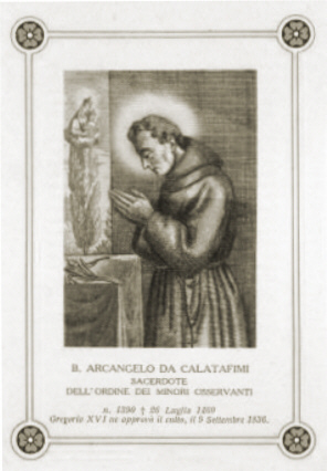 Immaginetta del 1997 del Beato Arcangelo da Calatafimi (archivio fam. Grifasi)