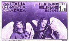 Centenario della morte di Vincenzo Bellini - 15/10/35 - Angeli musicanti - lire 1 +1