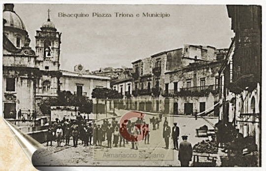 Bisacquino - Piazza Triona con un gruppo di abitanti - fotografia del 1929 - inserita il 18/09/05