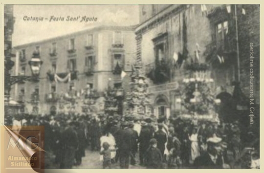 Catania. Processione delle CANNAROLE - cartolina del 1957 - inserita il 27/10/03