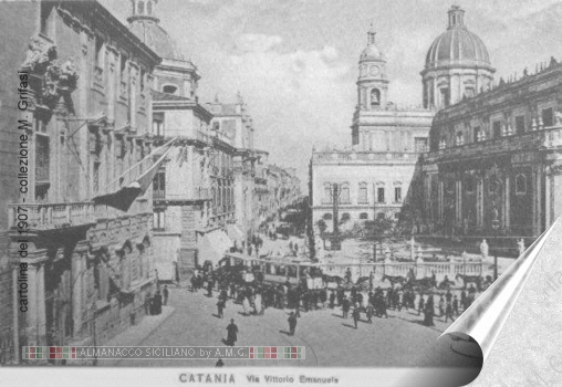 Catania via Vittorio Emanuele, angolo Piazza Duomo (1927)