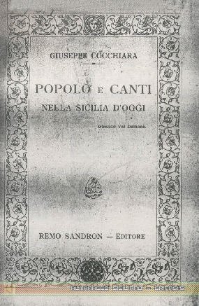 Popolo e Canti di Giuseppe Cocchiara - copertina libro inserita il 19/6/01