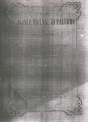 Delle Origini e Vicende di Palermo di Pietro Ransano - copertina inserita il 29/06/01