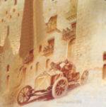 Disegno Isotta fraschini alla Targa Florio del 1908