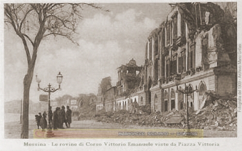 Messina dopo il terremoto del 1908 - corso vittorio emanuele visto da piazza vittoria