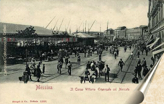 Messina - Corso Vittorio Emanuele - cartolina postale del 1904 - coll. Grifasi