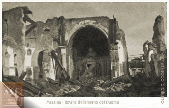 Messina - Parte esterna del Duomo dopo il terremoto