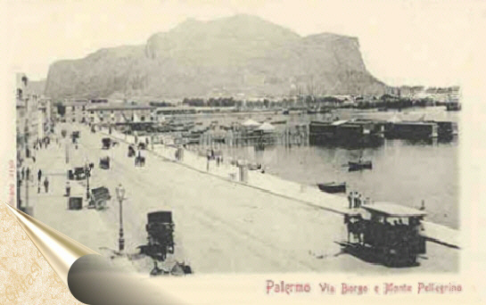 Palermo - Via Borgo e Monte Pellegrino - fotografia del 1909 - inserita il 22/11/01