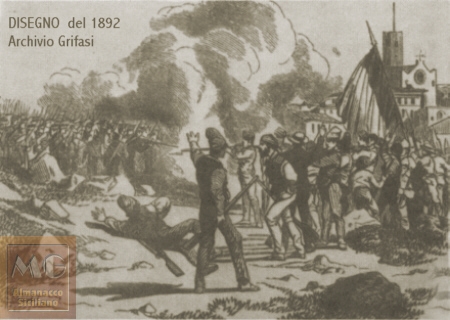 Partinico (Pa) battaglia popolare contro l'esercito borbonico. Disegno del 1892 - archivio Grifasi - sul web dal 17/2/03