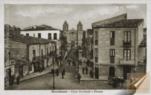 Racalmuto - Corso Garbaldi / Duomo - Cartolina del 1946 - prop. Grifasi - inserita il 30/11/01