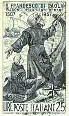 450� anniversario della morte di San Francesco di Paola - 21/12/57 - San Francesco di Paola che attraversa lo stretto di Messina
