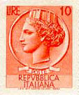 Siracusana (Turrita) - 1� Serie ordinaria - 6/6/53 - Antica moneta siracusana
