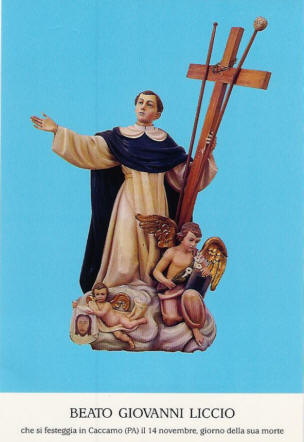 Immaginetta del Beato Giovanni Liccio della citt di Caccamo - (segnala dal Sacerdote Francesco Cassata) - In rete dal 4/10/02