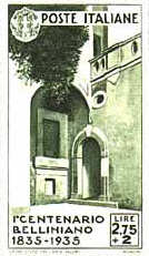 Centenario della morte di Vincenzo Bellini - 15/10/1935 - Casa natale di Bellini a Catania - lire 2,75 + 2