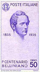 Centenario della morte di Vincenzo Bellini - 15/10/1935 - ritratto di Vincenzo Bellini - 50 centesimi