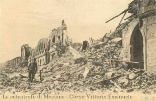 Messina Corso Vittorio Emanuele dopo il terremoto del 1908.