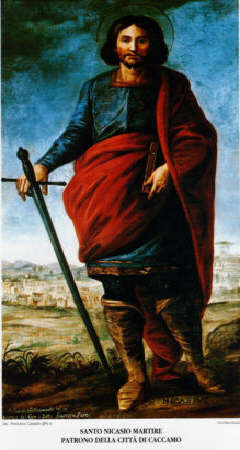 Immaginetta del santo Patrono della citt di Caccamo - San Nicasio Martire - (segnalata dal Sacerdote Francesco Cassata) - In rete dal 4/10/02