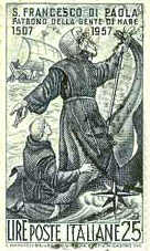 450 anniversario della morte di San Francesco di Paola - 21/12/57 - San Francesco di Paola che attraversa lo stretto di Messina