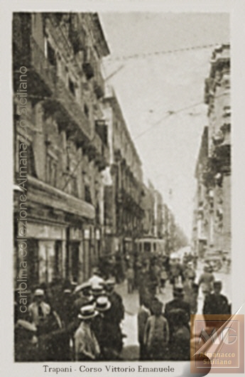 Trapani - Corso Vittorio Emanuele - cartolina del 1924