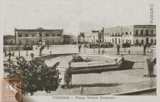 Trapani - Piazza Vittorio Emanuele - cartolina del 1918